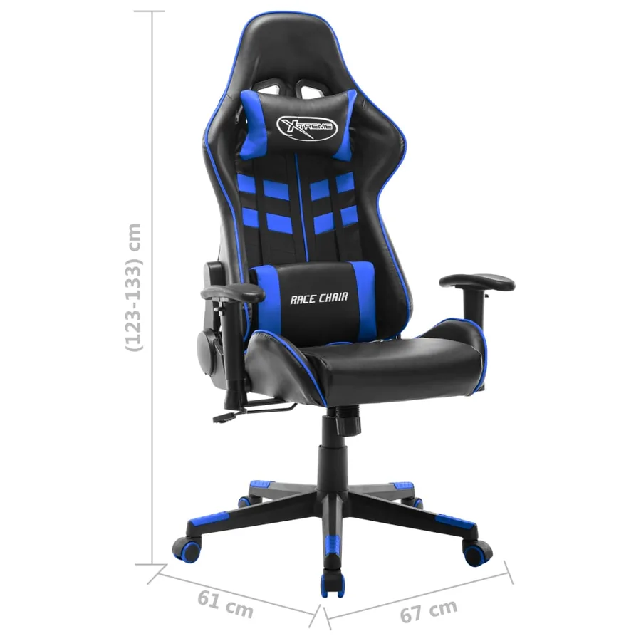 Chaise de jeu Noir et bleu Cuir artificiel - 8