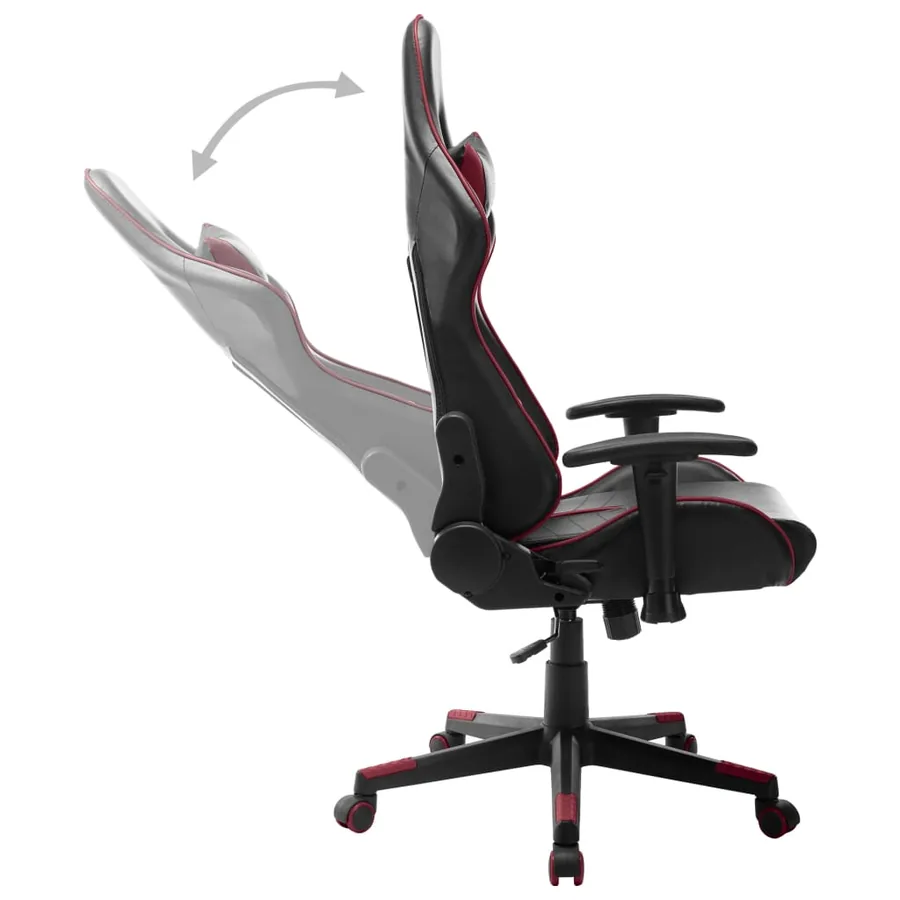Chaise de jeu Noir et rouge bordeaux Cuir artificiel - 5