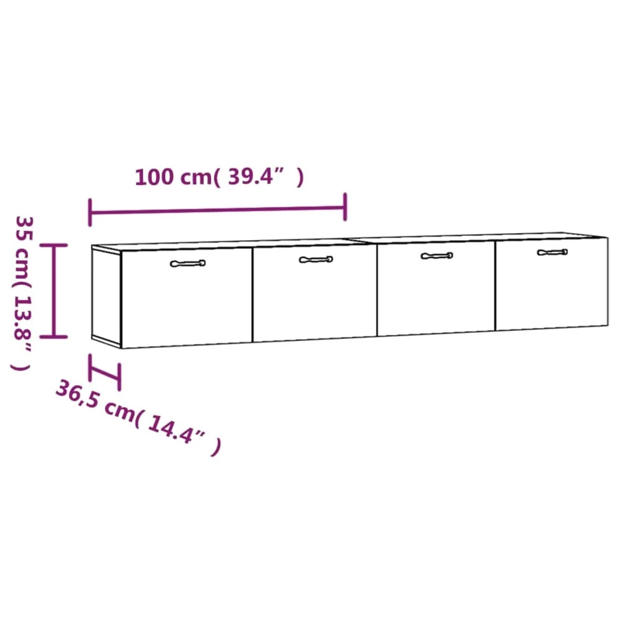 Armoires murales 2 pcs Chêne sonoma 100x36,5x35 cm - 8