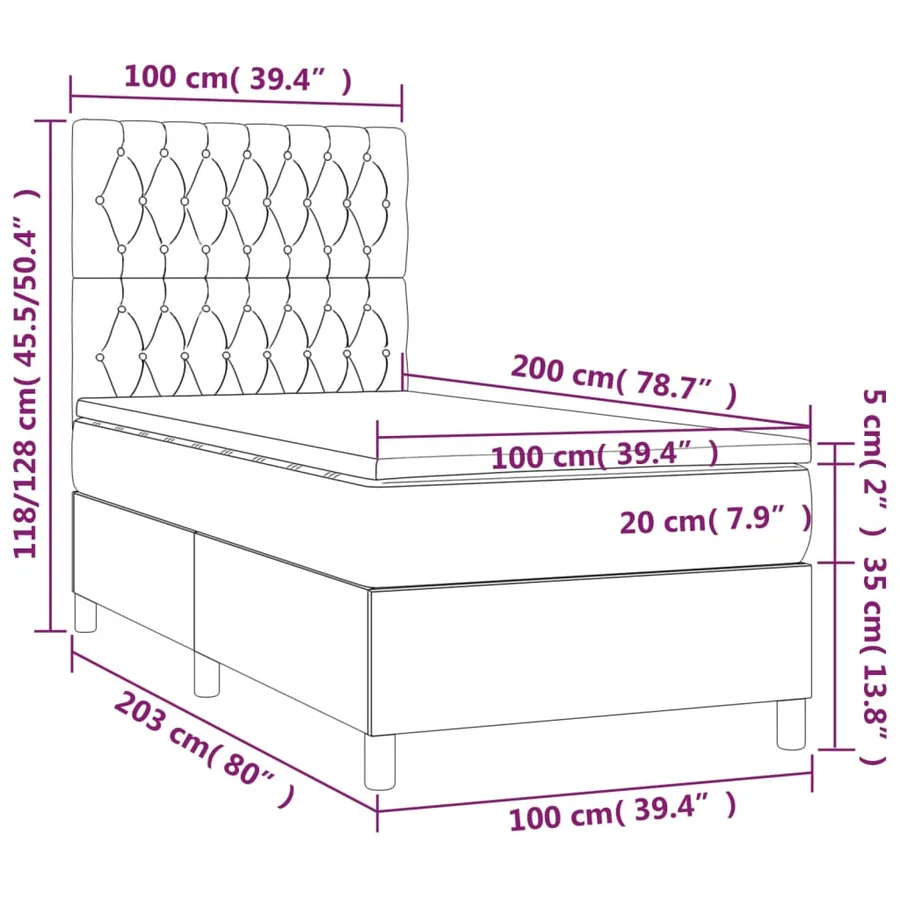 Sommier à lattes de lit avec matelas Marron foncé 100x200 cm - 6