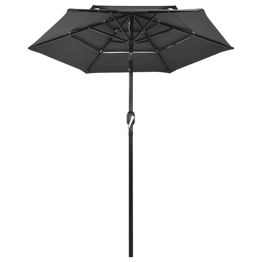 Parasol de jardin à 3 niveaux avec mât en aluminium anthracite - 2