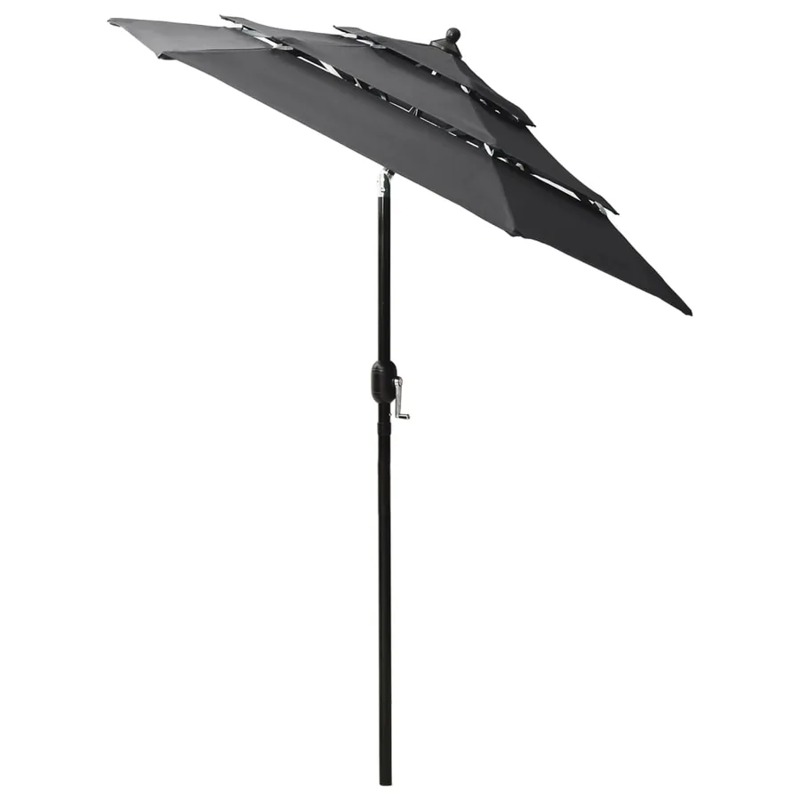 Parasol de jardin à 3 niveaux avec mât en aluminium anthracite - 3