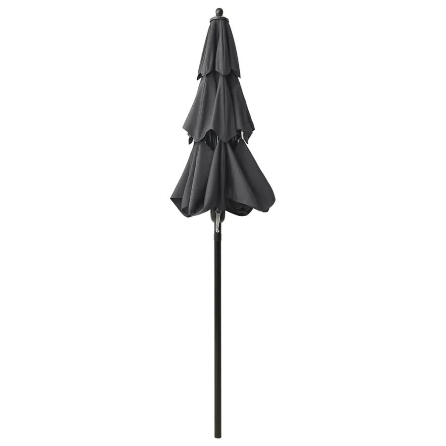 Parasol de jardin à 3 niveaux avec mât en aluminium anthracite - 4