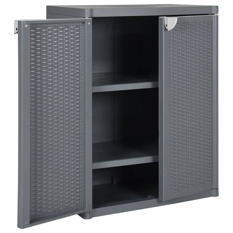 Armoire de rangement de jardin gris 65x45x88 cm PP rotin - 4