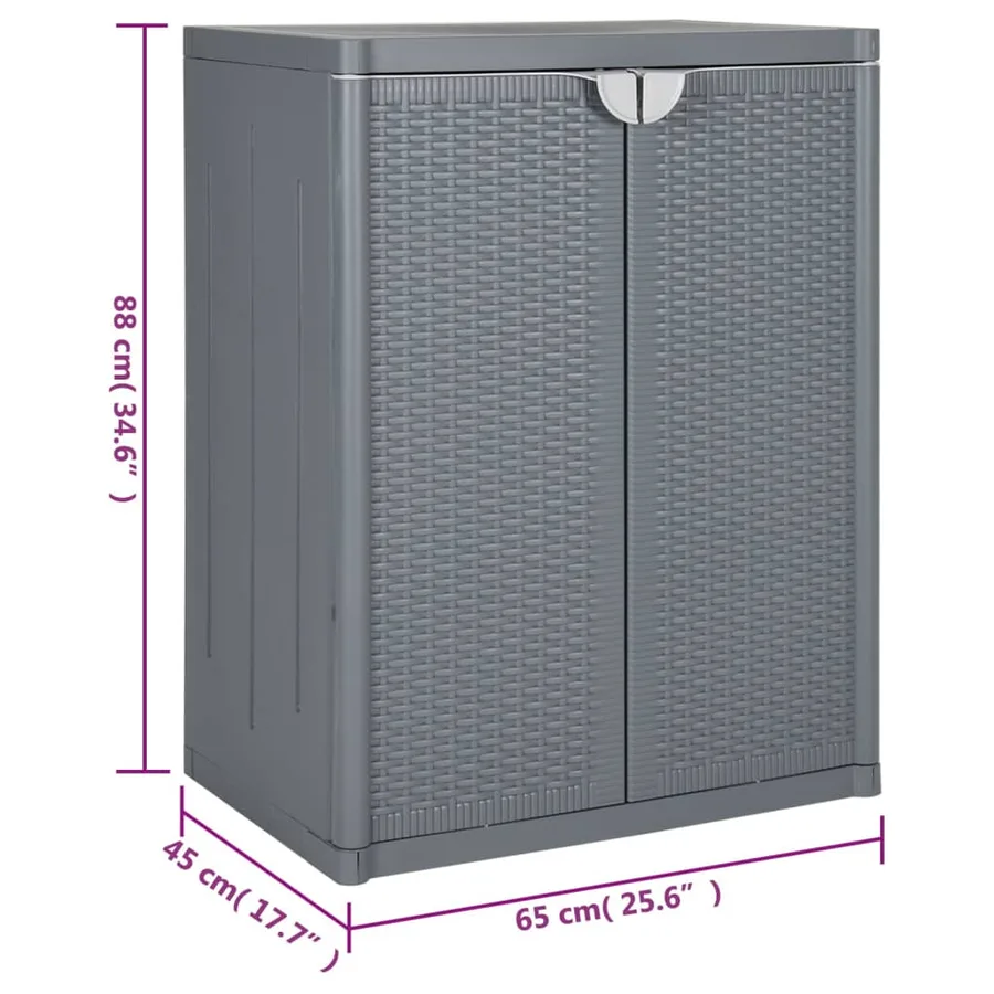 Armoire de rangement de jardin gris 65x45x88 cm PP rotin - 9
