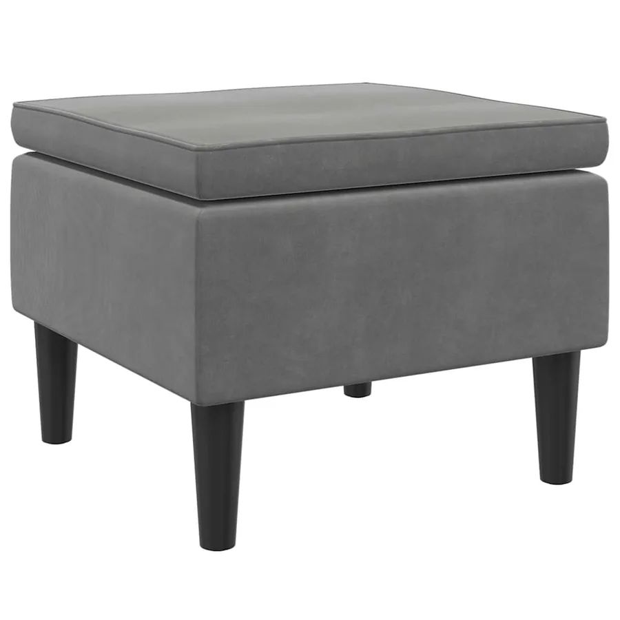 Tabouret avec pieds en bois Gris foncé Velours - 2