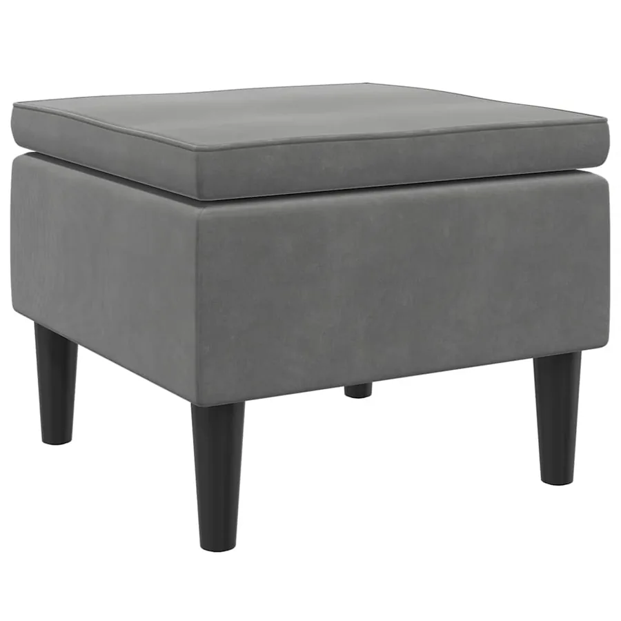 Tabouret avec pieds en bois Gris foncé Velours - 4