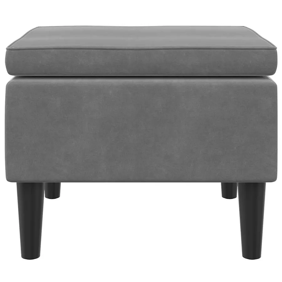 Tabouret avec pieds en bois Gris foncé Velours - 5