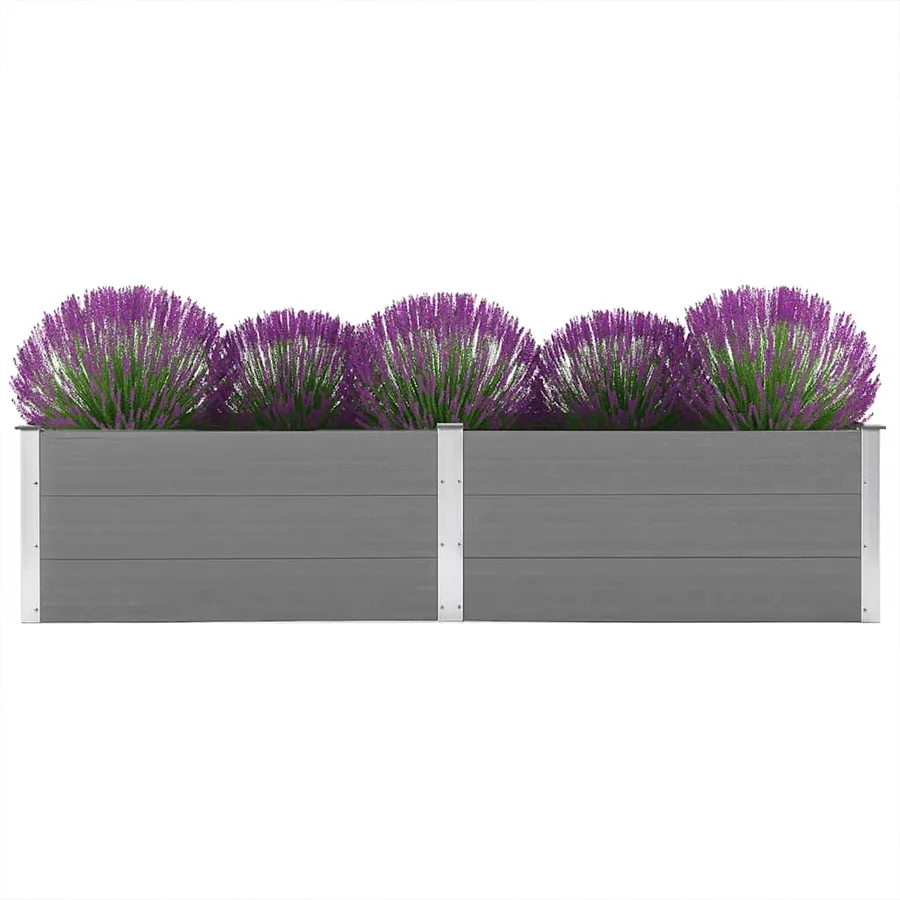 Lit surélevé de jardin 250x100x54 cm WPC Gris - 3