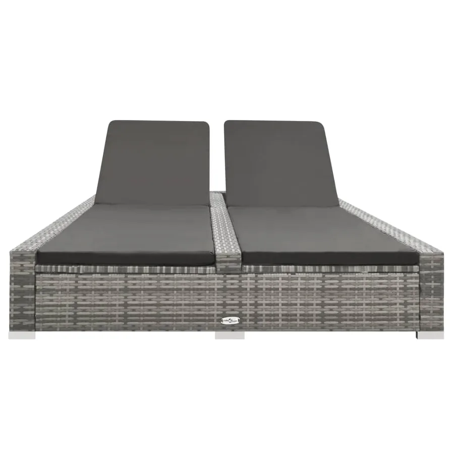 Chaise longue double Résine tressée Gris - 2