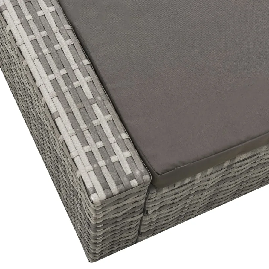 Chaise longue double Résine tressée Gris - 5