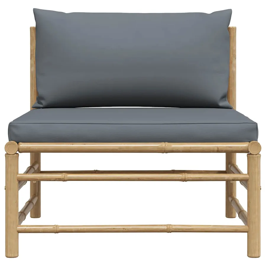 Canapé de milieu de jardin avec coussins gris foncé Bambou - 4