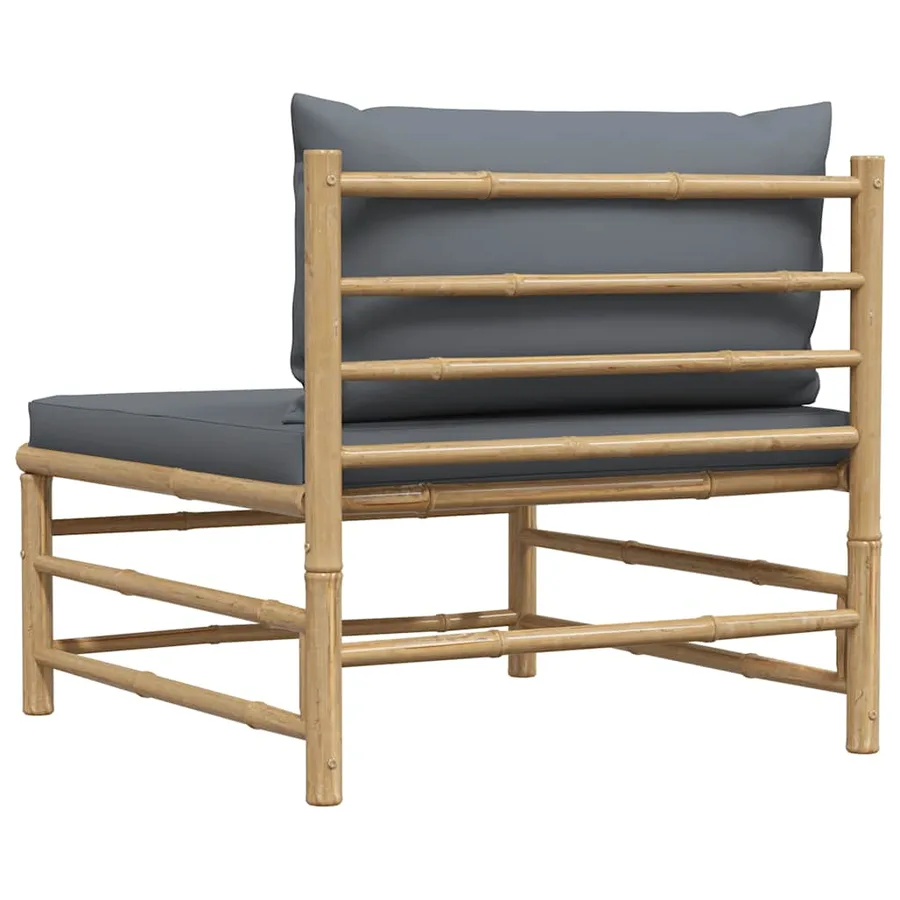 Canapé de milieu de jardin avec coussins gris foncé Bambou - 6
