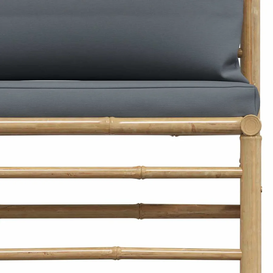 Canapé de milieu de jardin avec coussins gris foncé Bambou - 9