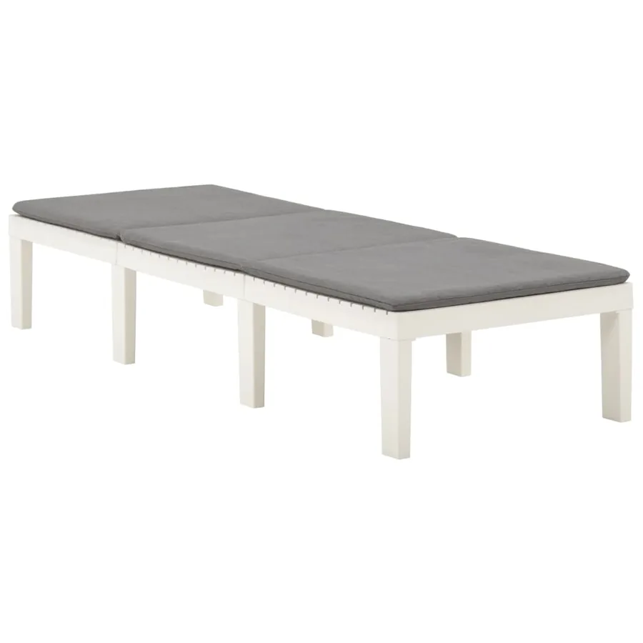 Chaise longue avec coussin Plastique Blanc - 2