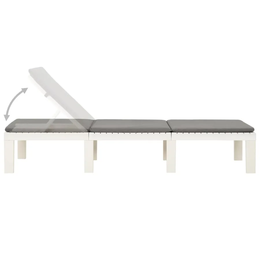 Chaise longue avec coussin Plastique Blanc - 6
