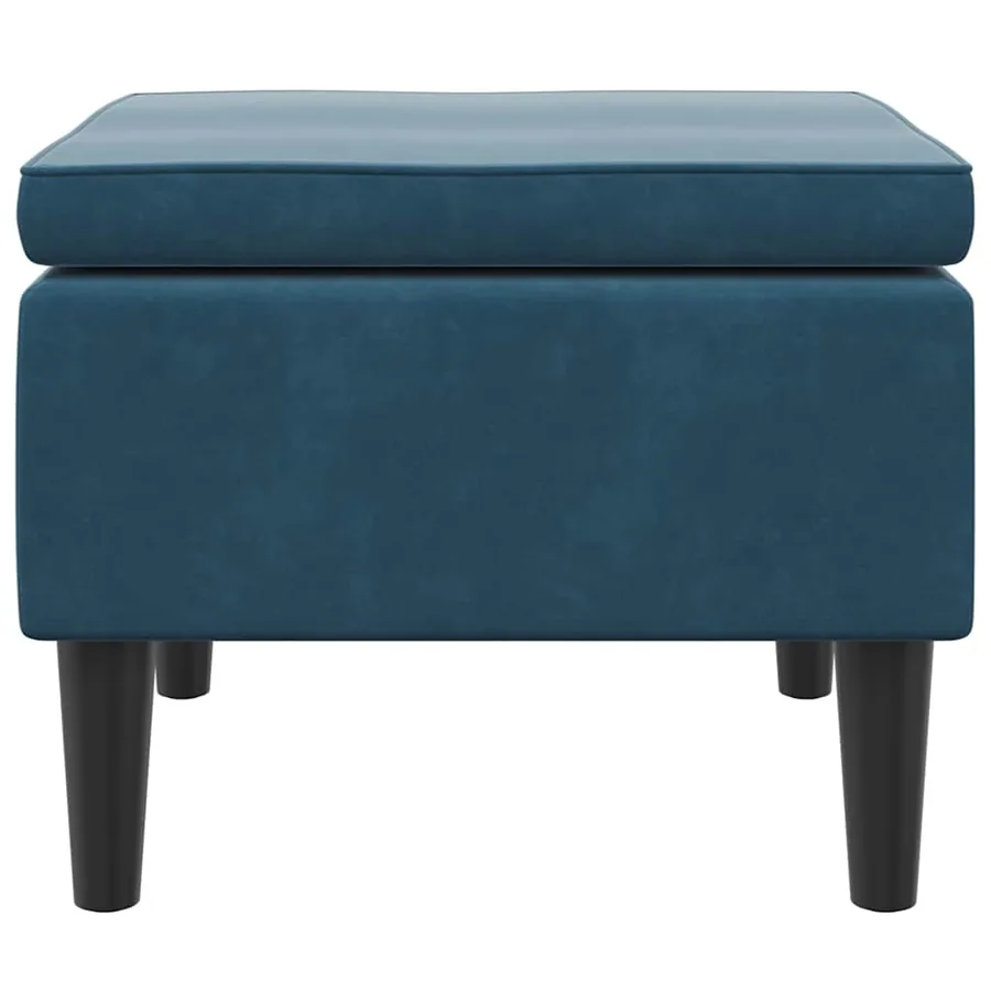 Tabouret avec pieds en bois Bleu Velours - 5
