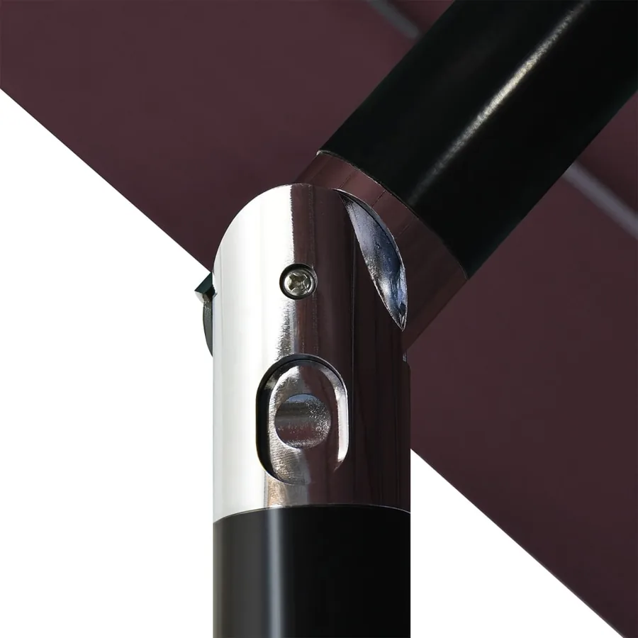 Parasol de jardin à 3 niveaux mât en aluminium rouge bordeaux - 6