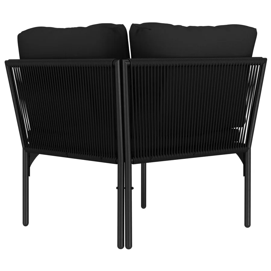 Salon de jardin 3 pcs avec coussins Noir PVC - 10