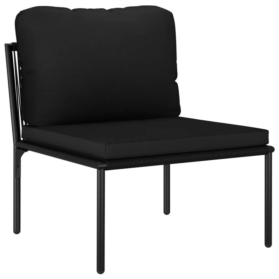 Salon de jardin 3 pcs avec coussins Noir PVC - 11