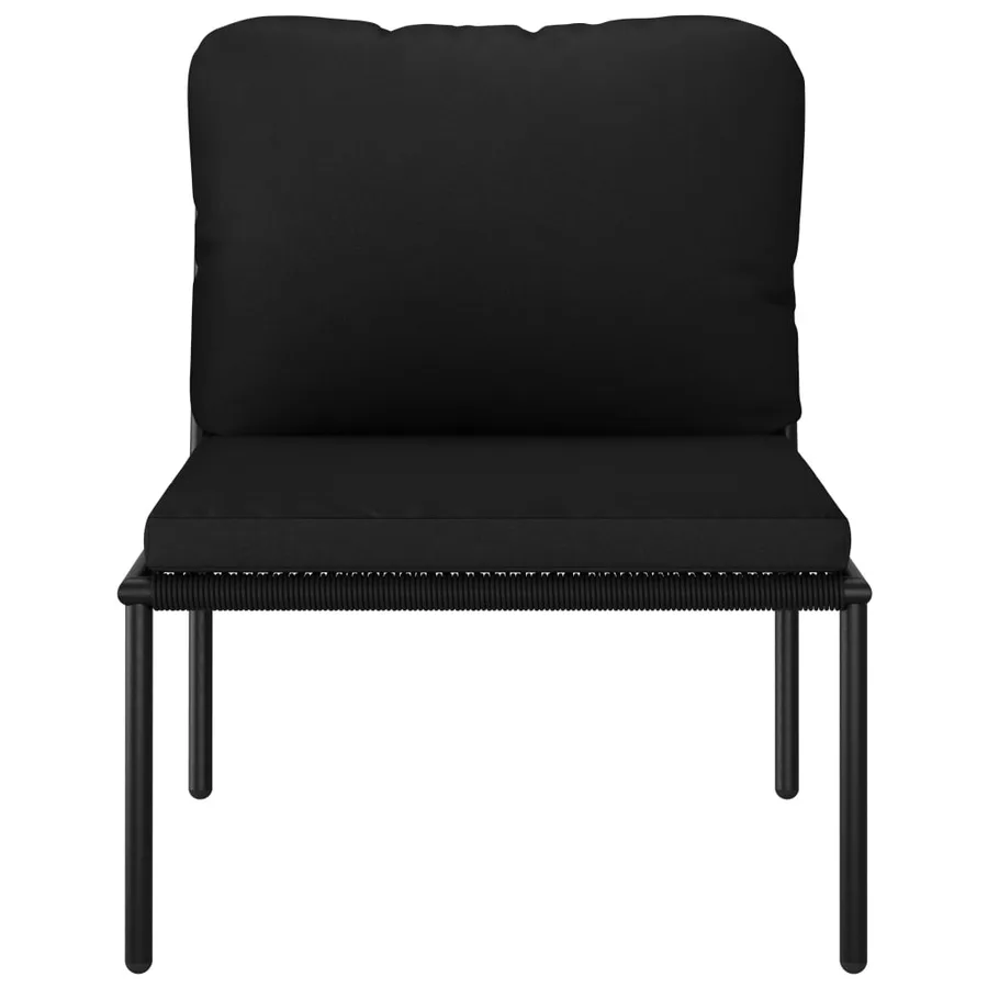 Salon de jardin 3 pcs avec coussins Noir PVC - 12