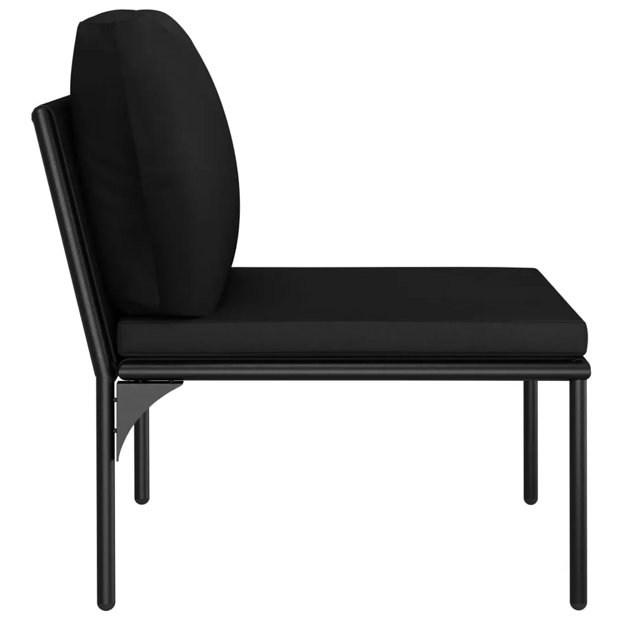Salon de jardin 3 pcs avec coussins Noir PVC - 13