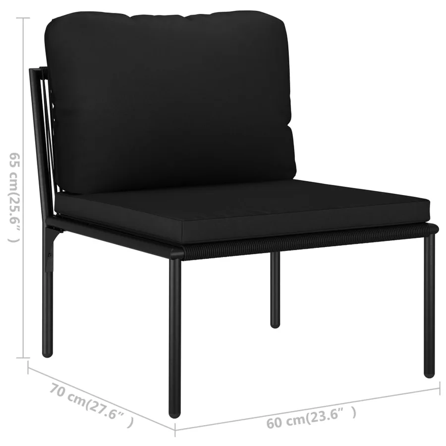 Salon de jardin 3 pcs avec coussins Noir PVC - 15