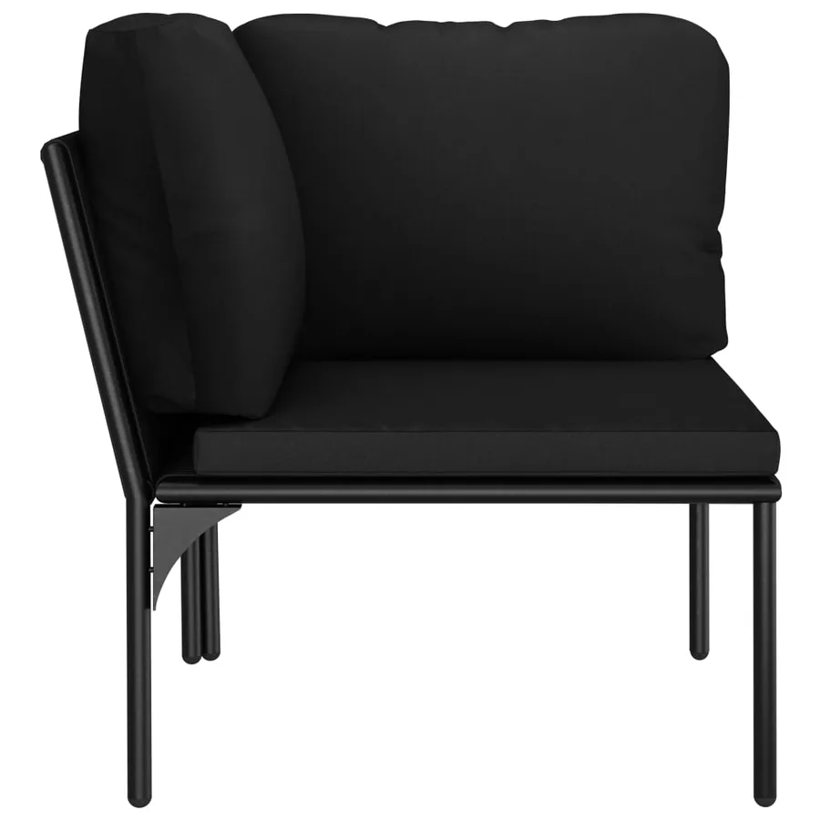 Salon de jardin 3 pcs avec coussins Noir PVC - 9