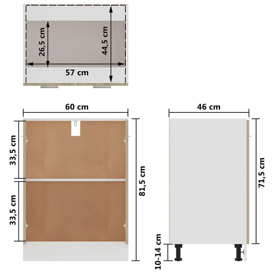 Meuble bas "Lyon" Chêne Sonoma 60 x 46 x 81,5 cm Bois d'ingénierie - 10