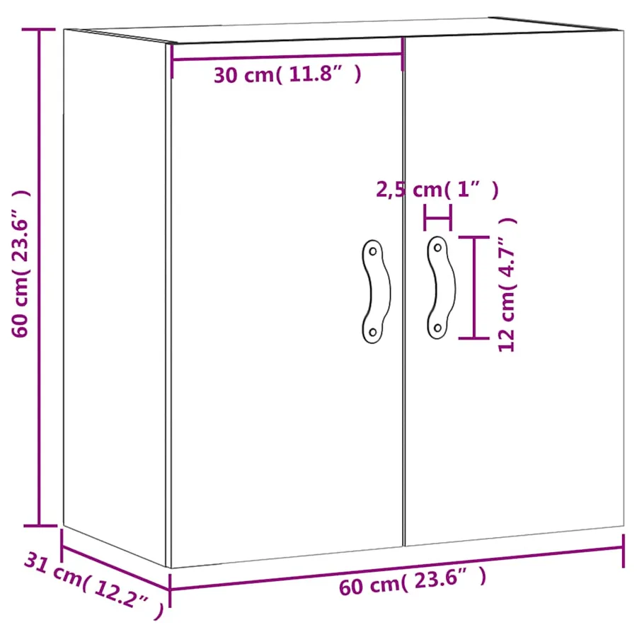 Armoire murale blanc 60x31x60 cm bois d'ingénierie - 12