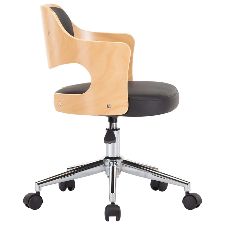 Chaise pivotante à manger Noir Bois courbé et similicuir - 5