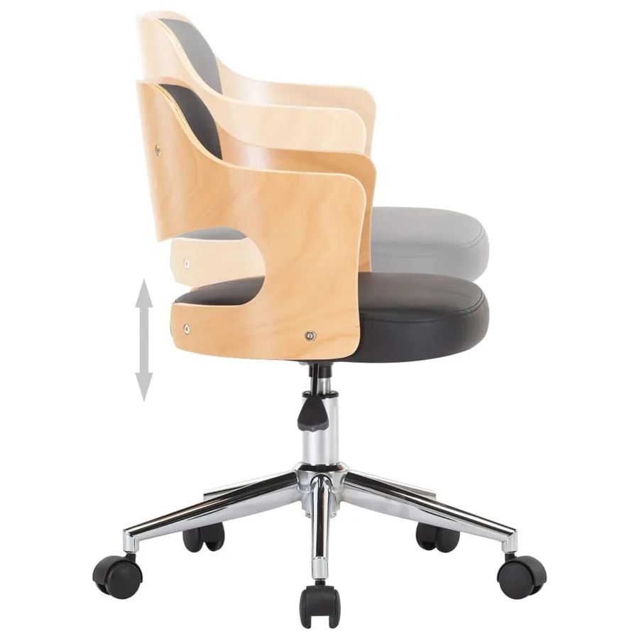 Chaise pivotante à manger Noir Bois courbé et similicuir - 6