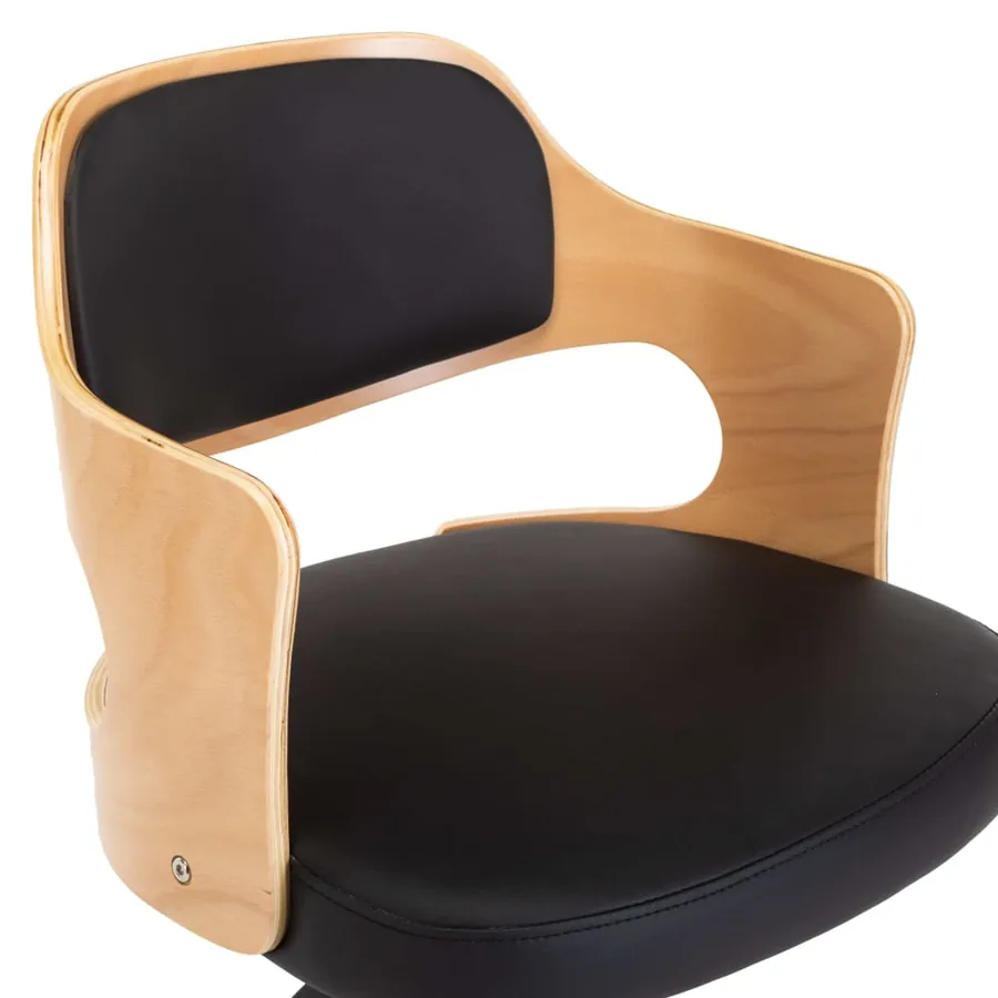 Chaise pivotante à manger Noir Bois courbé et similicuir - 7