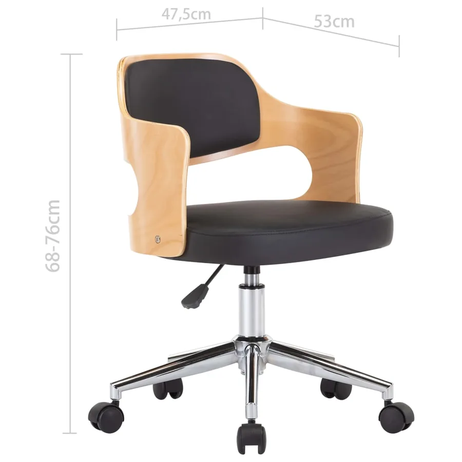 Chaise pivotante à manger Noir Bois courbé et similicuir - 9