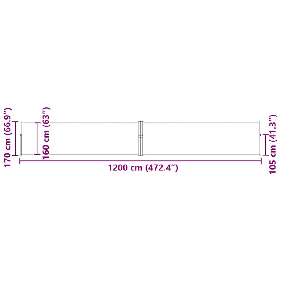 Auvent latéral rétractable de patio 170x1200 cm Bleu - 13