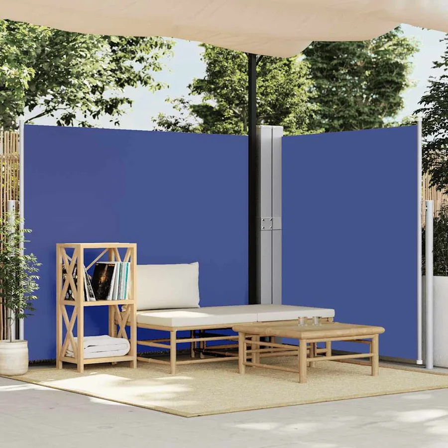 Auvent latéral rétractable de patio 170x1200 cm Bleu - 3