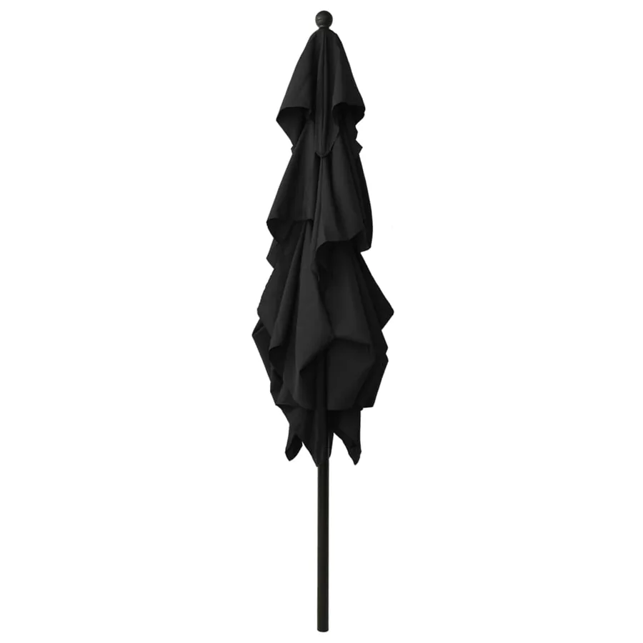 Parasol de jardin à 3 niveaux avec mât en aluminium noir - 3