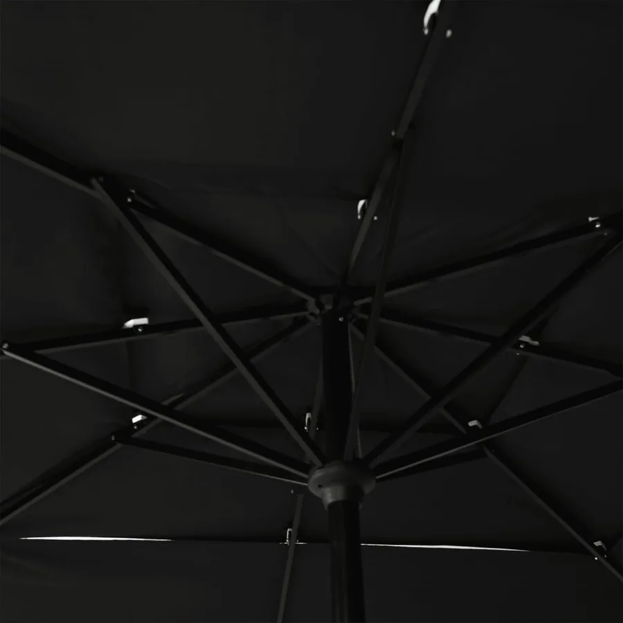 Parasol de jardin à 3 niveaux avec mât en aluminium noir - 5
