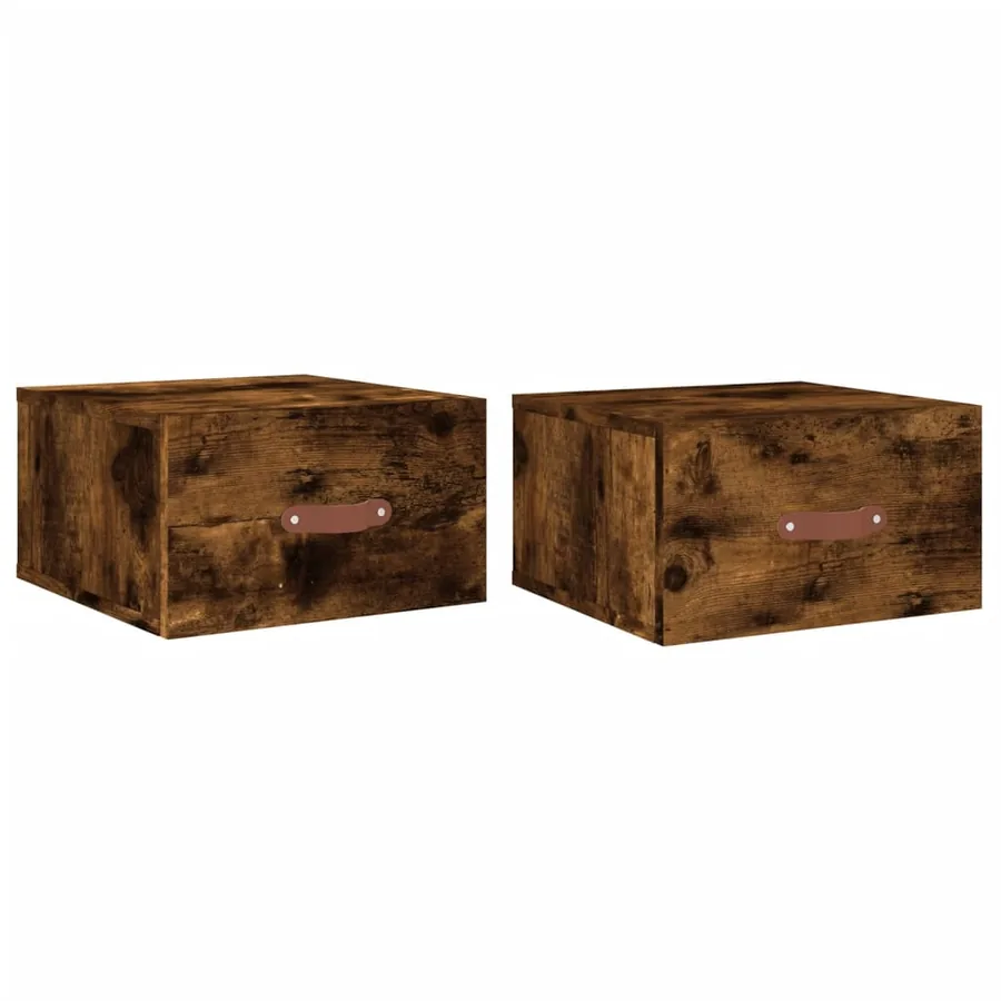 Tables de chevet murales 2 pcs chêne fumé 35x35x20 cm - 2