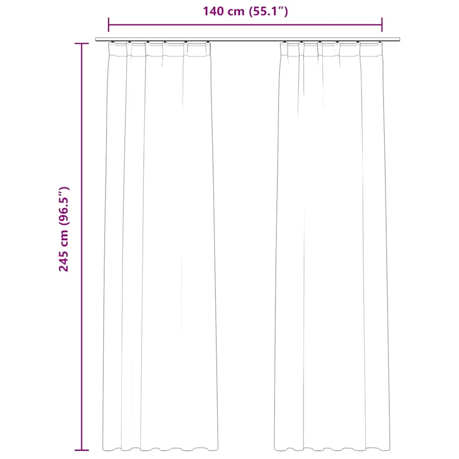 Rideaux occultants avec crochets 2 pcs Velours Beige 140x245 cm - 7