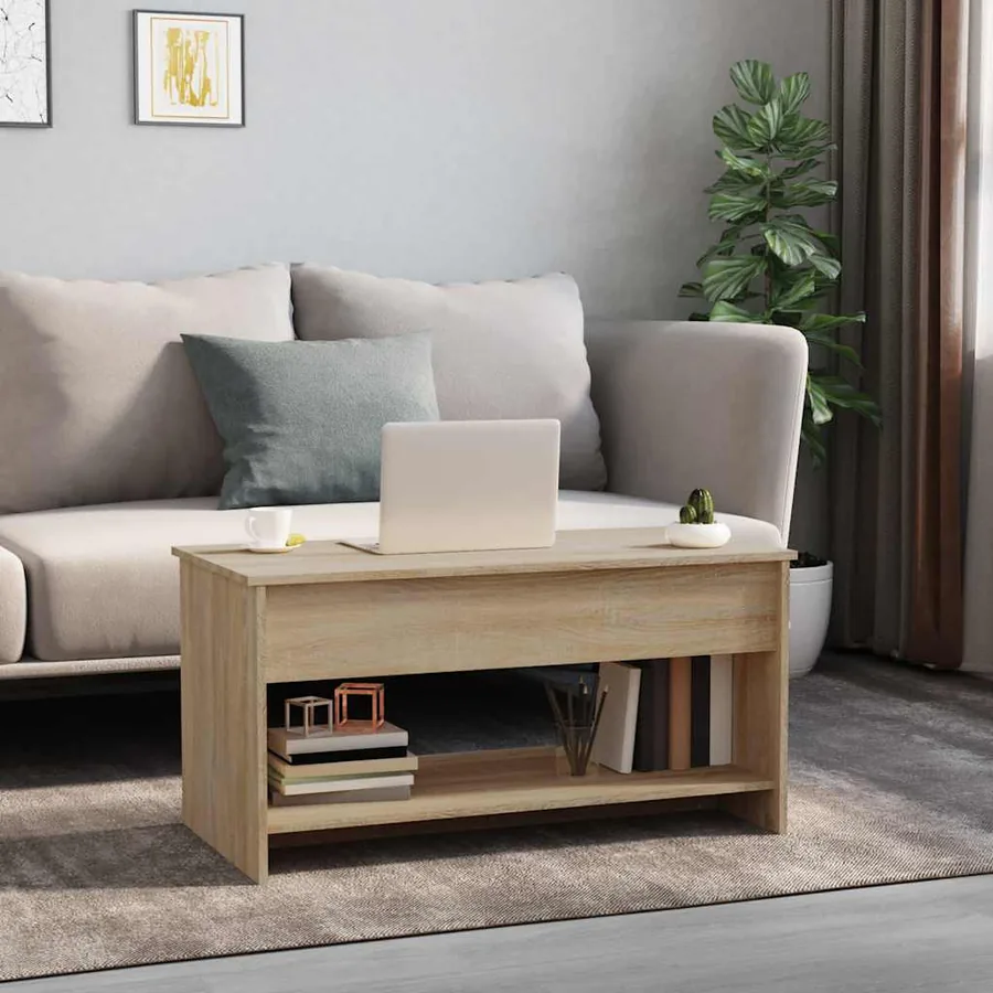 Table basse chêne sonoma 102x50x52,5 cm bois d'ingénierie - 3