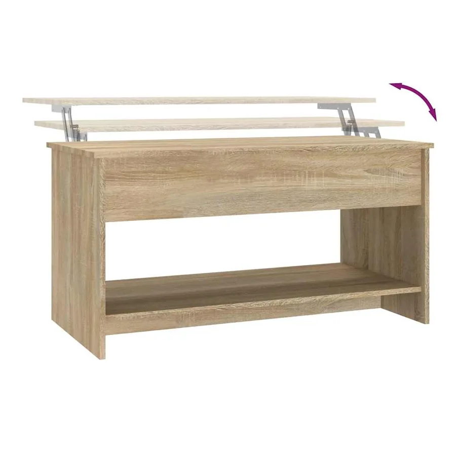 Table basse chêne sonoma 102x50x52,5 cm bois d'ingénierie - 8