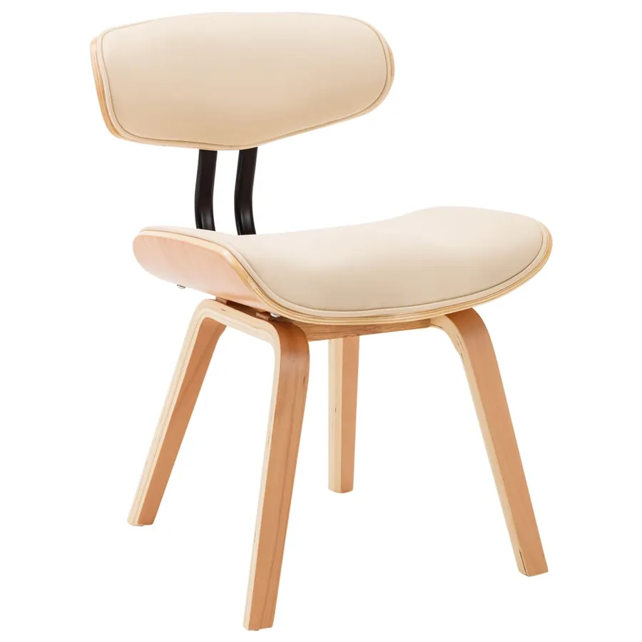 Chaises à manger lot de 2 crème bois courbé et similicuir - 3