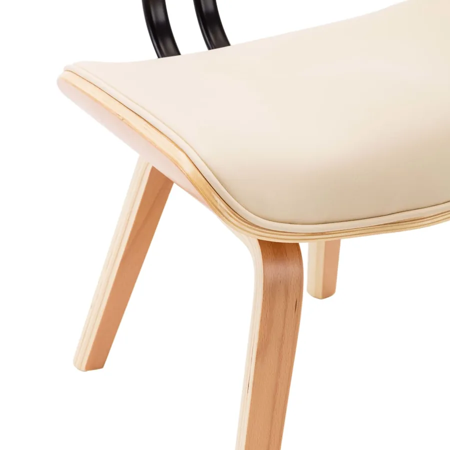 Chaises à manger lot de 2 crème bois courbé et similicuir - 7