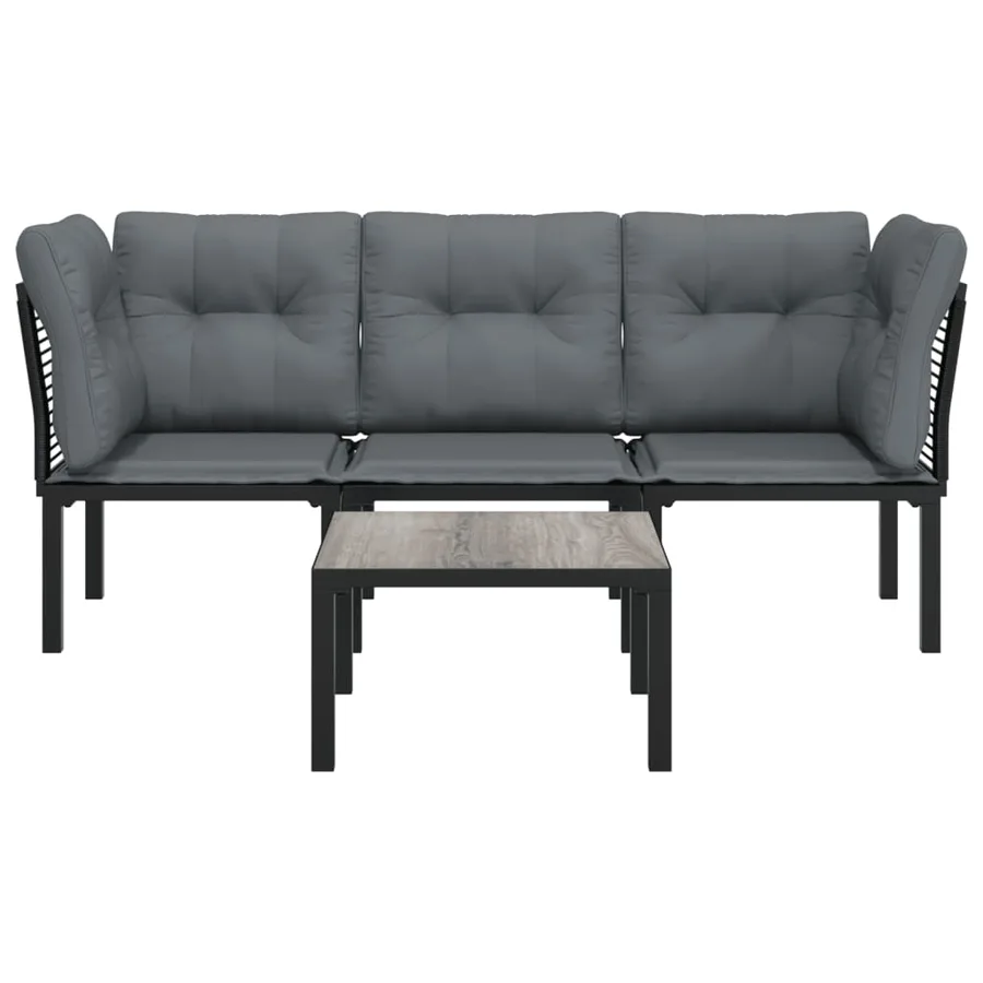 Salon de jardin 4 pcs noir et gris résine tressée - 3