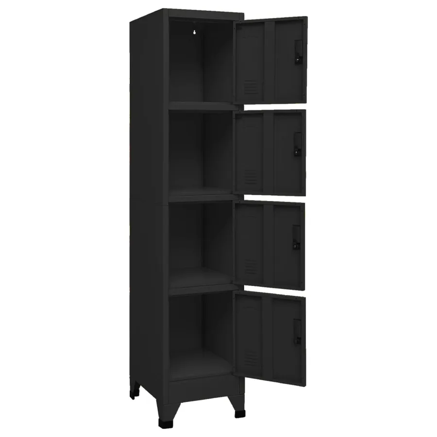Armoire à casiers Noir 38x45x180 cm Acier - 4