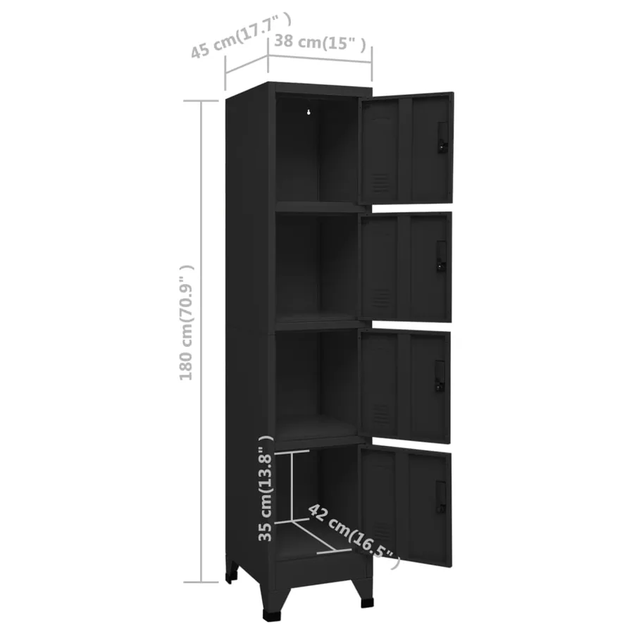 Armoire à casiers Noir 38x45x180 cm Acier - 8