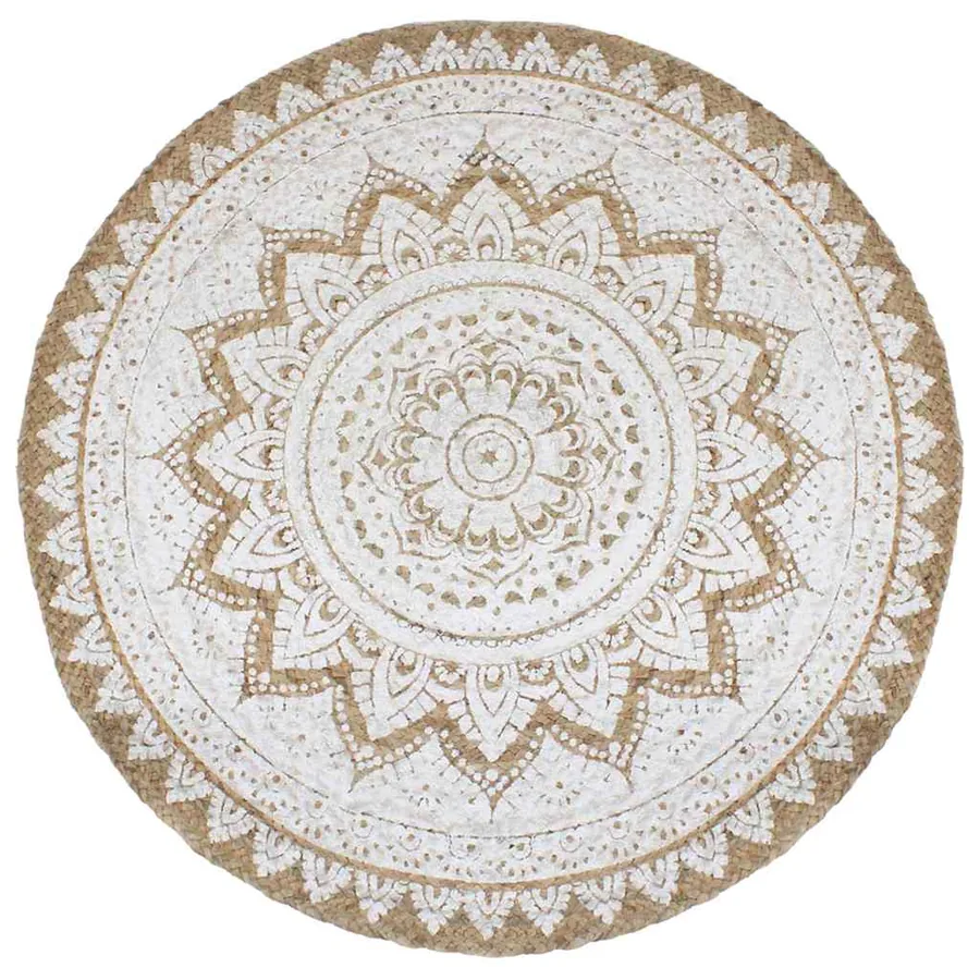 Tapis de sol Jute tressée imprimée 180 cm Rond