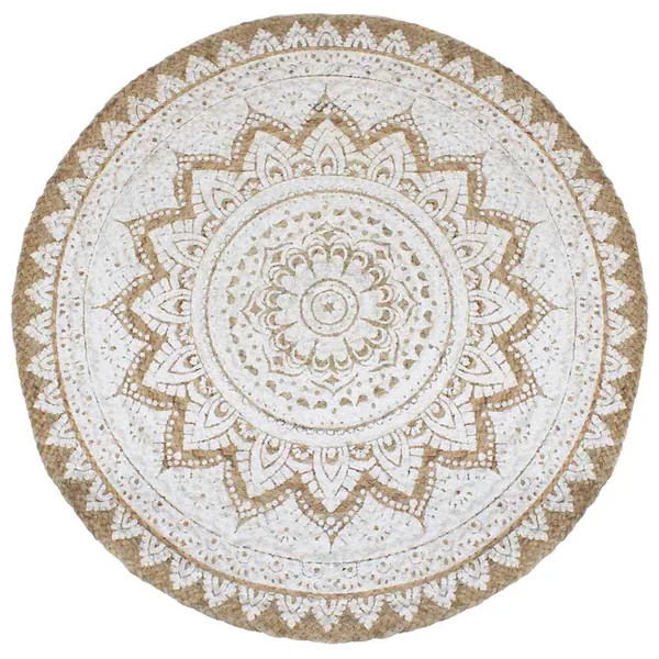 Tapis de sol Jute tressée imprimée 180 cm Rond