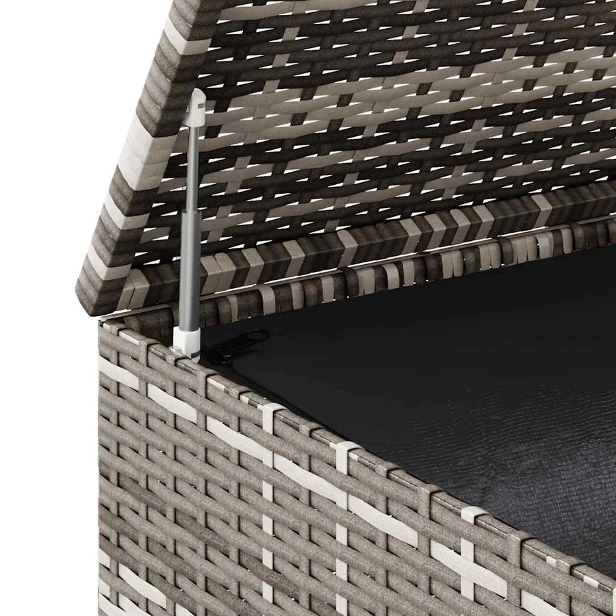 Boîte à coussins de jardin Résine tressée 145x100x103 cm Gris - 8